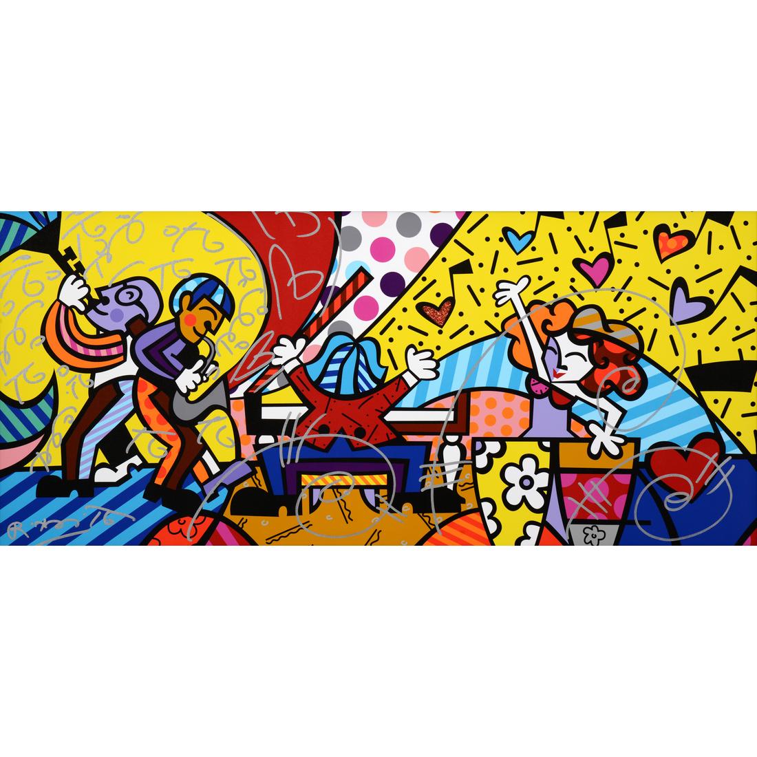 Romero Britto Hand‑Embellished Mixed‑Media Giclee, 44.5